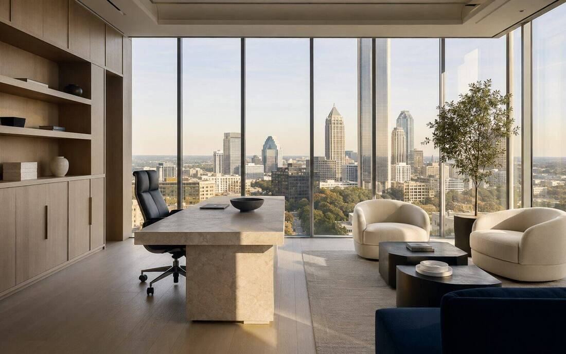 Refined executive office overlooking the Atlanta skyline